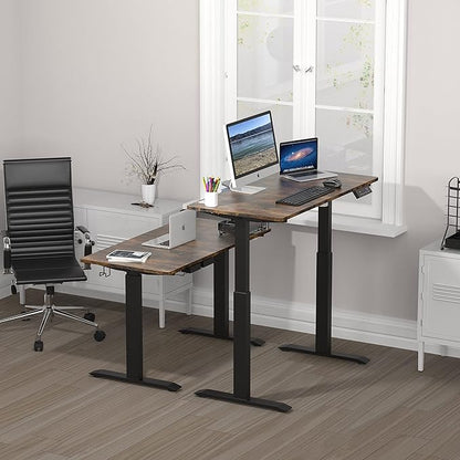 SHW Electric Height Adjustable Desk with Memory Preset, 40 x 24 Inches, Rustic Brown