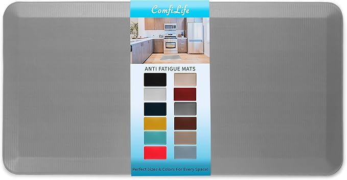 ComfiLife Anti Fatigue Floor Mat – 3/4 Inch Thick Perfect Kitchen Mat, Standing Desk Mat – Comfort at Home, Office, Garage – Durable – Stain Resistant – Non-Slip Bottom (24" x 70", Gray)