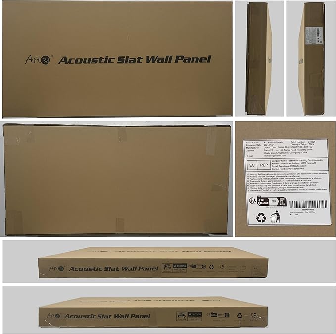 Art3d 2 Wood Slat Acoustic Panels for Wall and Ceiling - 3D Fluted Sound Absorbing Panel with Wood Finish - Walnut