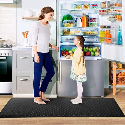 HappyTrends Kitchen Mat Cushioned Anti-Fatigue Floor Mat,17.3"x60",Thick Waterproof Non-Slip Heavy Duty Ergonomic Comfort Rug for Kitchen,Floor,Office,Sink,Laundry,Black