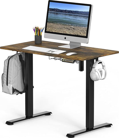 SHW Memory Preset Electric Height Adjustable Standing Desk, 48 x 24 Inches, Rustic Brown