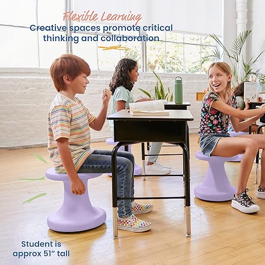 ECR4Kids Twist Wobble Stool, 14in Seat Height, Active Seating, Light Purple