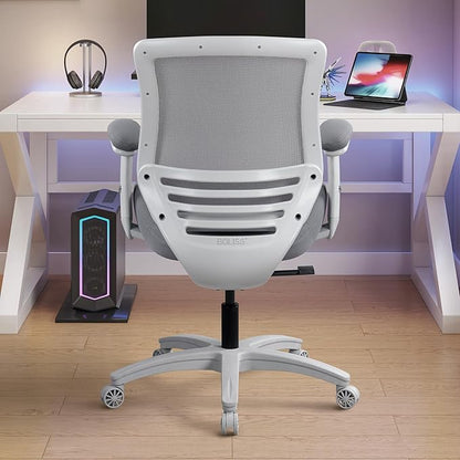 BOLISS 400lbs Ergonomic Office Chair with Super Soft Adjustable Arms,Molded Foam Seat and Lumbar Support Home Office Desk Chair,Swivel Computer Chair (Grey Frame Grey Fabric)