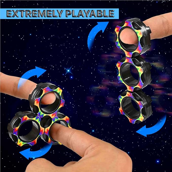 5Pcs Fidget Toys Adults Set, Autism Sensory Pack with figette Cube Magnetic Rings Pad ADHD Stress Relief for Kids Teen, Cool Gadget Desk Spinner Christmas Stocking Stuffer