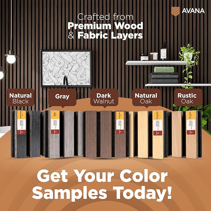 Avana Acoustic Wall Panels Color Samples Pack - Premium Wood Panels for Wall Decor - Interior Sound Proofing and Acoustic Panels