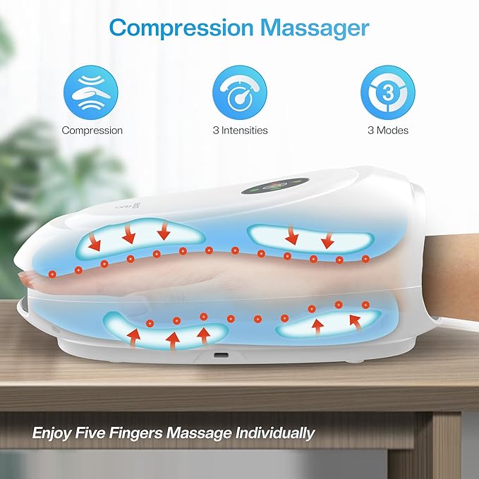 COMFIER Hand Massager with Heat and Compression, FSA HSA Eligible Cordless Hand Massager with Intelligent APP Control for Arthritis and Carpal Tunnel, Gifts for Mom, Dads, Women and Men