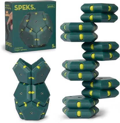 Speks Geode Pentagons Magnetic Fidget Toy for Adults & Teens 14+ | Sensory Gadget for Stress Relief, Office Desk Toy Present, Christmas Gift, Holiday Stocking Stuffer | Monstera, 12-Piece Set