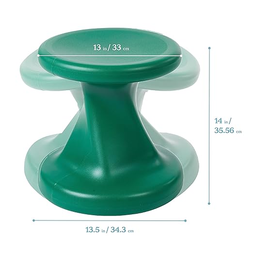 ECR4Kids Twist Wobble Stool, 14in Seat Height, Active Seating, Green