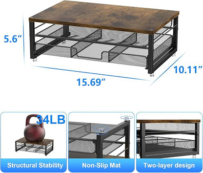 gianotter Computer Monitor Stand Riser, Desk Organizers and Accessories with Drawer, Office Desk Accessories & Workspace Desktop Organizers Storage for Classroom Office Supplies Decor (Wood)