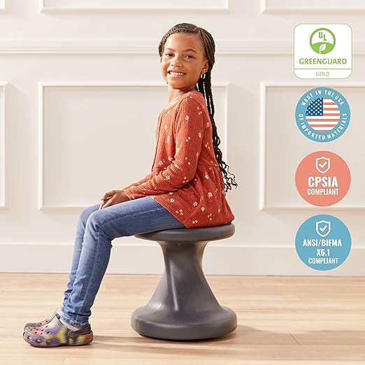 ECR4Kids Twist Wobble Stool, 14in Seat Height, Active Seating, Dark Grey