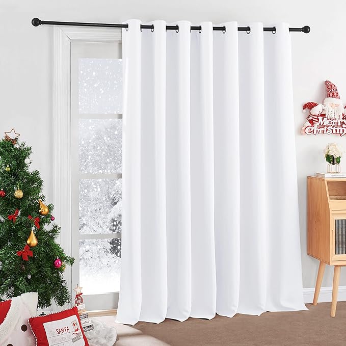 RYB HOME White Curtain Shades - Room Darkening Curtains for Bedroom, 50% Light Block Thermal Insulated Panel for Living Room Sliding Glass Door, W 100 x L 120 inches, Pure White