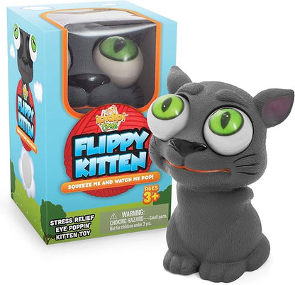 IPIDIPI TOYS Flippy Kitten Squishy Eye Popping Cat, Stocking Stuffers, Squeeze Fidget Toy for Stress Relief, Sensory Play Anxiety, Ideal for ADHD, Autism, Funny Stress Ball Gift for Boys and Girls