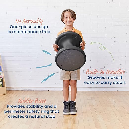 ECR4Kids Twist Wobble Stool, 14in Seat Height, Active Seating, Black