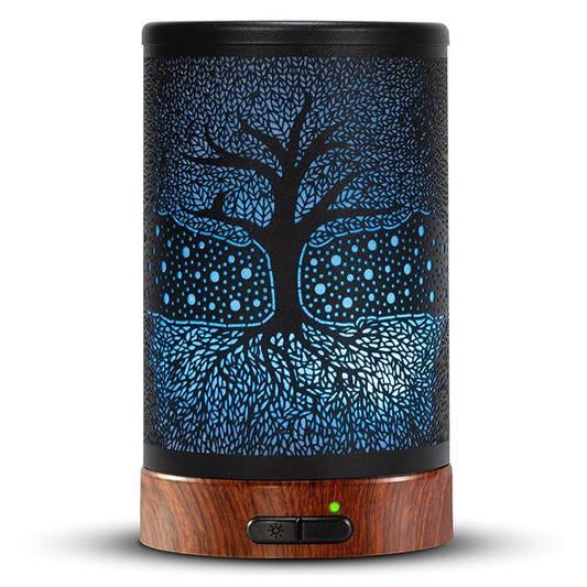 Aromatherapy Essential Oil Diffuser 150ml- Electric Cool Mist Aroma Diffuser with Intermittent Mode, Auto Shut-Off Protection, 7 Colors Changing LED Light for Home Office Decor & Gift (Life Tree)