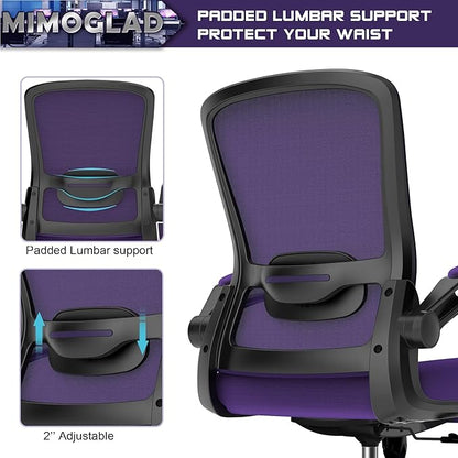 Office Chair, Ergonomic Desk Chair with Adjustable Lumbar Support, High Back Mesh Computer Chair with Flip-up Armrests-BIFMA Passed Task Chairs, Executive Chair for Home Office