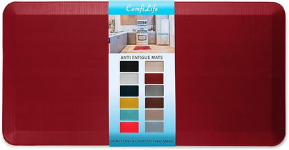 ComfiLife Anti Fatigue Floor Mat – 3/4 Inch Thick Perfect Kitchen Mat, Standing Desk Mat – Comfort at Home, Office, Garage – Durable – Stain Resistant – Non-Slip Bottom (24" x 70", Red)