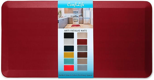 ComfiLife Anti Fatigue Floor Mat – 3/4 Inch Thick Perfect Kitchen Mat, Standing Desk Mat – Comfort at Home, Office, Garage – Durable – Stain Resistant – Non-Slip Bottom (24" x 70", Red)