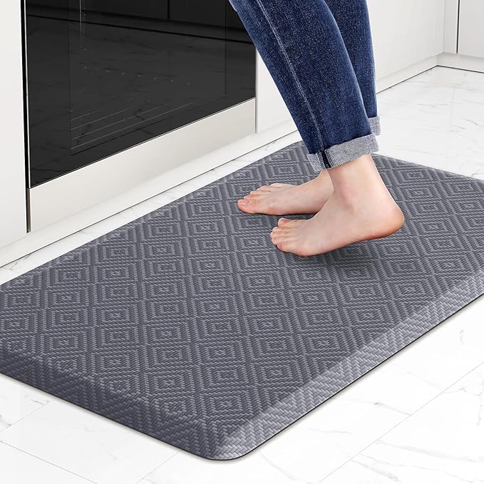 Mattitude Kitchen Mat Cushioned Anti-Fatigue Floor Mat Waterproof Non-Slip Mats and Rugs Standing and Comfort Desk Mats for House Sink Office Laundry (Grey, 17.3"x28")