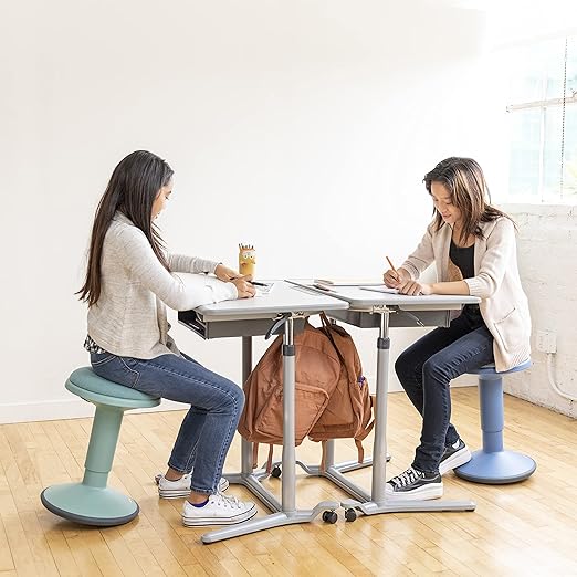 ECR4Kids Sitwell Wobble Stool with Cushion, Adjustable Height, Active Seating, Seafoam