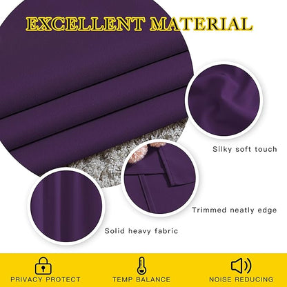 NICETOWN Thick Blackout Curtain and Drapes - (52 x 120, Royal Purple, Pack of 2) Thermal Insulated Grommet Top Window Draperies for Bedroom, Block Out Light Curtain Panel