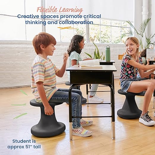 ECR4Kids Twist Wobble Stool, 14in Seat Height, Active Seating, Black