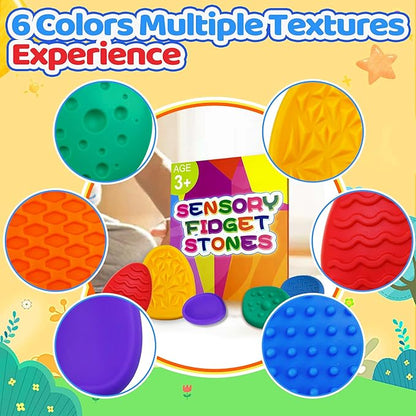 Sensory Fidget Toys for Kids Adults 12 PC Silicone Worry Stone Travel Toy for Autism ADHD Teens Calm Down Quiet Anxiety Fidgets for Classroom Stress Toy Christmas Stocking Stuffer Gift for Kid Toddler