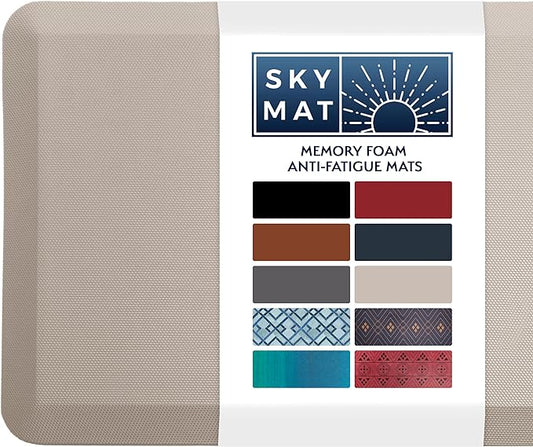 Sky Solutions Anti Fatigue Floor Mat - 3/4" Thick Cushioned Kitchen Rug, Standing Desk Mat - Comfort at Home, Office, Garage - Non Slip, Durable and Stain Resistant (20" x 32", Beige)