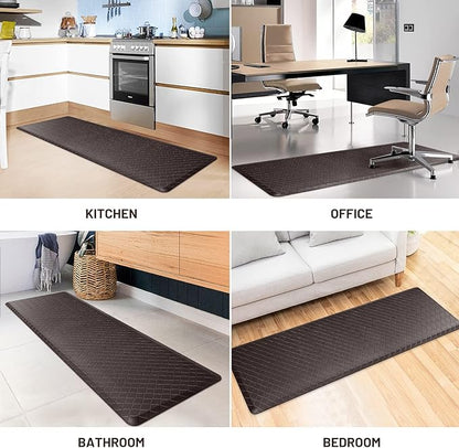 HappyTrends Kitchen Mat Cushioned Anti-Fatigue Floor Mat,17.3"x60",Thick Waterproof Non-Slip Kitchen Mats and Rugs Heavy Duty Ergonomic Comfort Rug for Kitchen,Floor,Office,Laundry,Chocolate