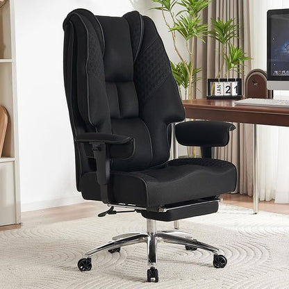 Big and Tall Office Chair 400lbs Wide Seat, Mesh High Back Executive Office Chair with Foot Rest, Ergonomic Office Chair Lumbar Support for Lower Back Pain Relief (Mesh Black)