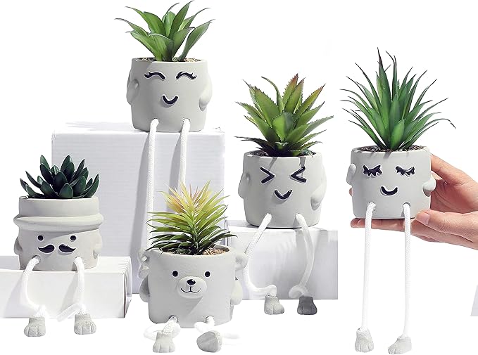 OLEEK Small Fake Plants Office Decor - Fake Plants for Office Plant - Cubicle Accessories Desk Decorations for Women Office - Desk Plants for Office Decorations - Fake Succulents Bathroom Accessories