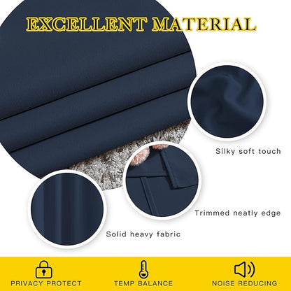 NICETOWN Blackout Curtains and Drapes for Kitchen - Thermal Insulated Solid Grommet Top Blackout Panels/Draperies for Kid's Room (Navy, 1 Pair, 66 x 54 Inch)