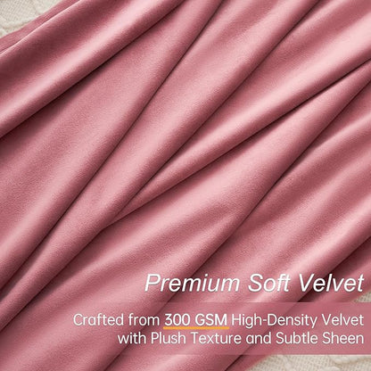 Topfinel Dusty Rose Velvet Blackout Curtains 84 Inches Long, Dusty Pink Room Darkening Insulated Valentines Back Tab Cute Girls Nursery Aesthetic Soundproof Curtains for Living Room Bedroom 7 FT