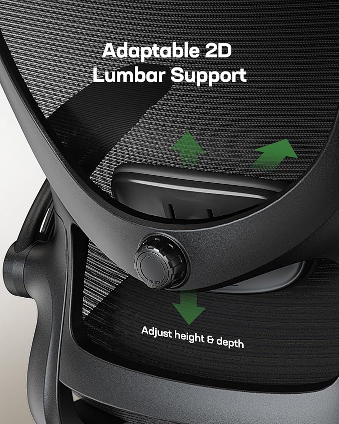 Marsail Office Chair Ergonomic Desk Chair with 3 Ways PU Armrests and Adjustable Lumbar Support Breathable Mesh Computer Chair Executive Rolling Swivel Comfy Task Chair for Home Office Gaming