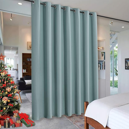 RYB HOME Blackout Curtains Soundproof Energy Saving Insulating Privacy Room Divider Curtains for Patio Sliding Glass Door Living Room Garage Home Theatre Large Window, W 150 x L 84 inches, Dusty Blue