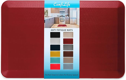 ComfiLife Anti Fatigue Floor Mat – 3/4 Inch Thick Perfect Kitchen Mats for Floor, Standing Desk Mat – Comfort at Home, Office, Garage – Durable – Stain Resistant – Non-Slip Bottom (20" x 32", Red)