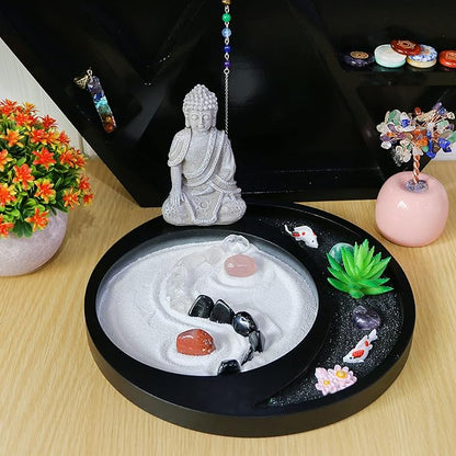 BangBangDa Meditation Buddha Zen Garden - Japanese Zen Garden Kit for Desk Tabletop Rock Sand Zen Garden Shine Altar Zen Decor for Man Woman Father Mother