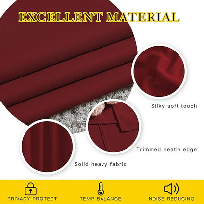 NICETOWN Blackout Curtain Panels Grommet - Home Decorations Thermal Insulated Solid Grommet Top Blackout Living Room Drapes (Burgundy Red, 1 Pair, 52 x 72-Inch)