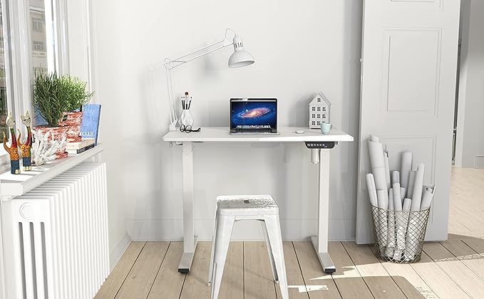 SHW Electric Height Adjustable Desk with Memory Preset, 40 x 24 Inches, White