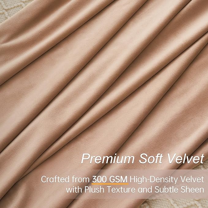 Topfinel 120 Inches Long Extra Long Blush Pink Velvet Curtains for Living Room, Taupe Brown Heavy Luxury Floor to Ceiling Back Tab Sound Absorbing Crushed Velve Drapes 2 Panels for Track System 10 FT