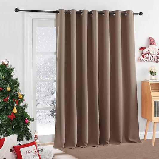 RYB HOME Room Divider Curtains Blackout - Extra Long Curtain Farmhouse Panel for Sliding Glass Door Hallway Pool Hut Louge Garage Foyer Light Block, W 100 x L 120, Cappuccino