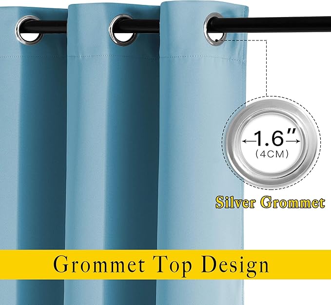 NICETOWN Room Darkening Curtain Panels - (52 inches W x 108 inches L, Teal Blue, 2 Panels) Toddler Boy Bedroom Drapes with Grommet Top, Energy Smart Window Treatment Curtains