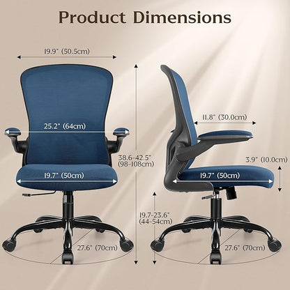 FelixKing Office Chair, Ergonomic Desk Chairs with Wheels Home Mesh Chair Adjustable Lumbar Support and Height, Ergo Chair for Working Gaming Use (Navy Blue)