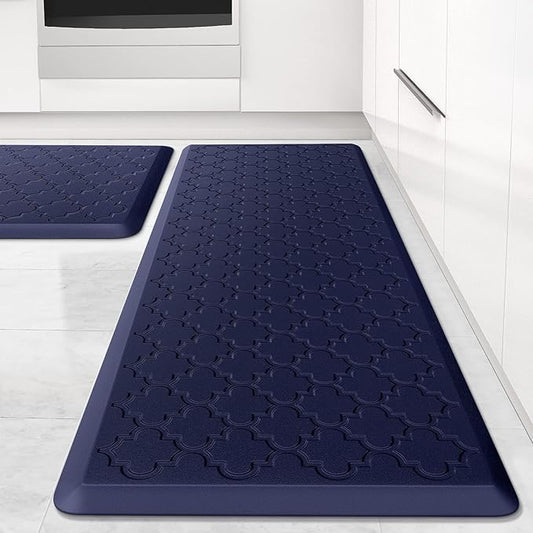 Kitchen Mat [2 PCS] Cushioned Anti-Fatigue Floor Mat, Waterproof Non-Skid Kitchen Mats and Rugs, Ergonomic Comfort Foam Kitchen Rugs, Standing Mat for Kitchen, Floor,Office, Sink, Laundry(Blue)