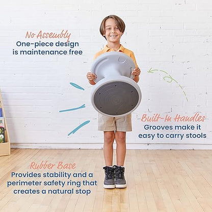 ECR4Kids Twist Wobble Stool, 14in Seat Height, Active Seating, Light Grey