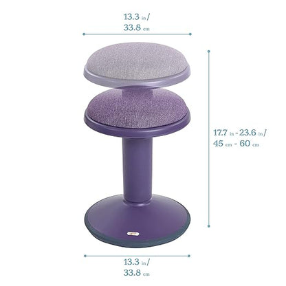 ECR4Kids Sitwell Wobble Stool with Cushion, Adjustable Height, Active Seating, Eggplant