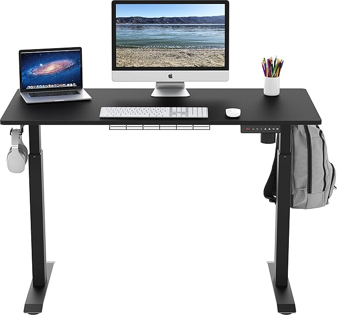 SHW Memory Preset Electric Height Adjustable Standing Desk, 48 x 24 Inches, Black