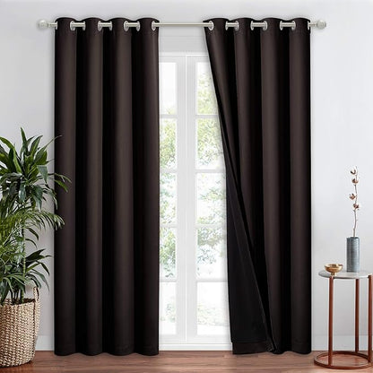 NICETOWN High-End Thermal Curtains, Full Blackout Curtain 84 inches Long for Dining Room, Soundproof Window Treatment Drape for Hall Room, Brown, 52 inches Wide Per Panel, 1 Panel