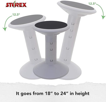 Storex Active Tilt Stool – Ergonomic Seating for Flexible Office Space and Standing Desks, Adjustable 12-24 Inch Height, Gray (00322U01C)