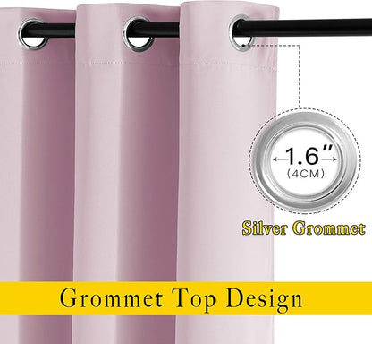 NICETOWN Blackout Curtains for Girls Room - Thermal Insulated Solid Grommet Room Darkening Curtains/Panels/Drapes for Bedroom/Patio (Lavender Pink=Baby Pink, 2 PCs, 52 by 95-Inch)