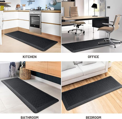 HappyTrends Kitchen Floor Mat - 4/5 Inch Thick Anti-Fatigue Kitchen Rug,Waterproof Non-Slip Kitchen Mats and Rugs Heavy Duty Ergonomic Comfort Rug for Kitchen,Office,Sink